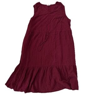 Maroon tiered midi summer dress Women's 3X Time and True plus‎ size Pockets Boho
